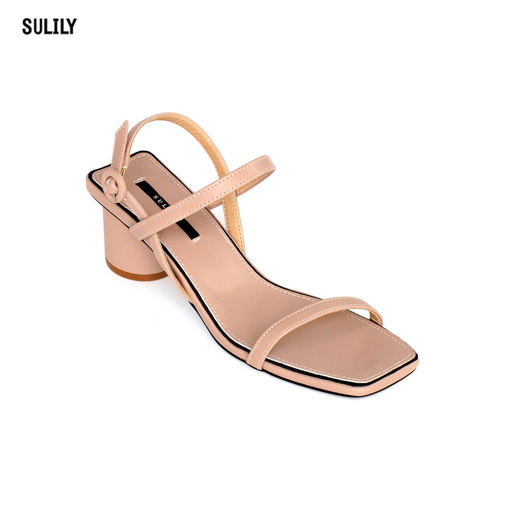 Giày Sandal Gót Trụ 5 phân Sulily SGT1-II20 màu kem