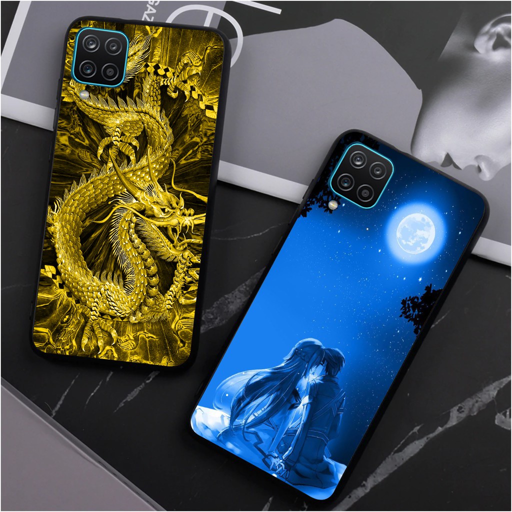 Ốp lưng kính 3D cho Samsung Galaxy A12 5G - Samsung M12 - Samsung A22 5G - Samsung A22 4G hình Rồng Vàng Mạnh Mẽ
