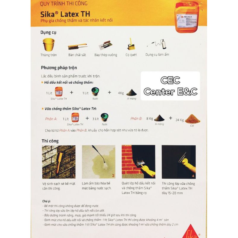 Sika Latex TH can 2 lít [Có chai lẻ] Phụ gia chống thấm và kết nối - Shop CEC