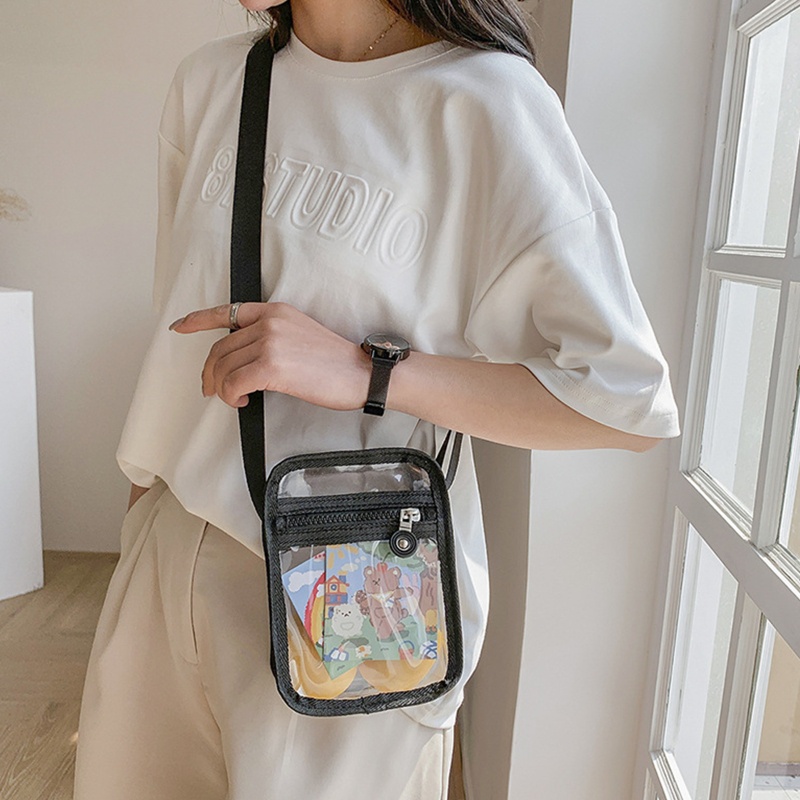 Túi Đeo Chéo Bằng Nhựa Trong Suốt Cỡ Nhỏ Chống Thấm Nước Thời Trang Cho Nữ