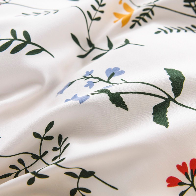 Bộ chăn ga gối Cotton poly M2T bedding Vườn nhỏ, vỏ chăn mền, drap nệm và 2 vỏ gối