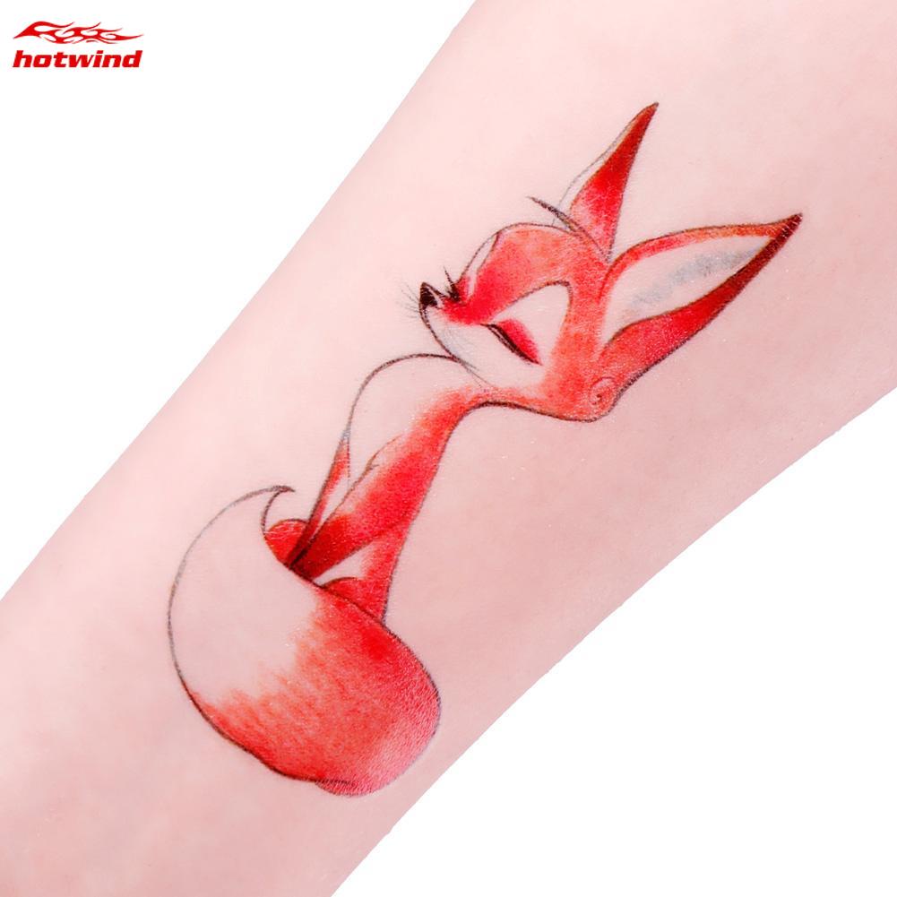 Hw Hình Xăm Dán Tạm Thời Chống Nước Hình Cáo Nhiều Màu Kích Thước 105mm*60mm