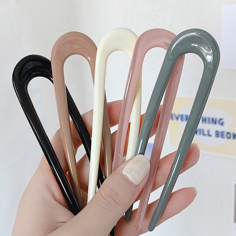 Trâm cài tóc thiết kế hình chữ U màu sắc kẹo ngọt phong cách vintage thời trang