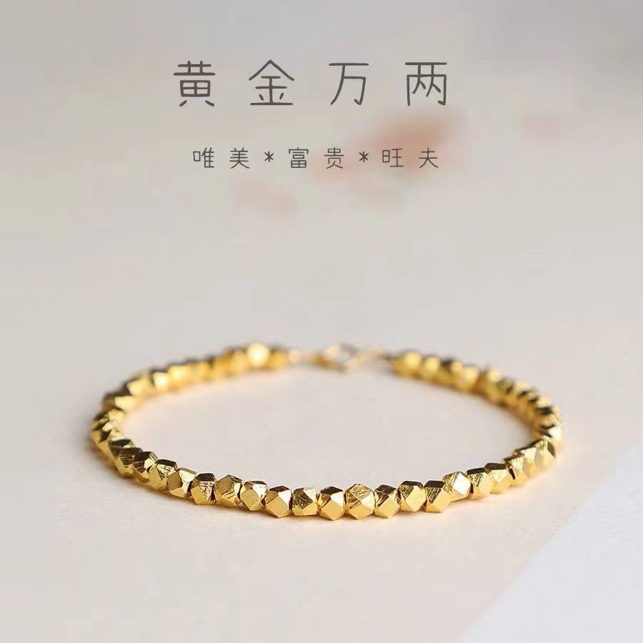 Vòng Tay Mạ Vàng Đính Hạt Vuông Đơn Giản Sang Trọng Cho Nữ