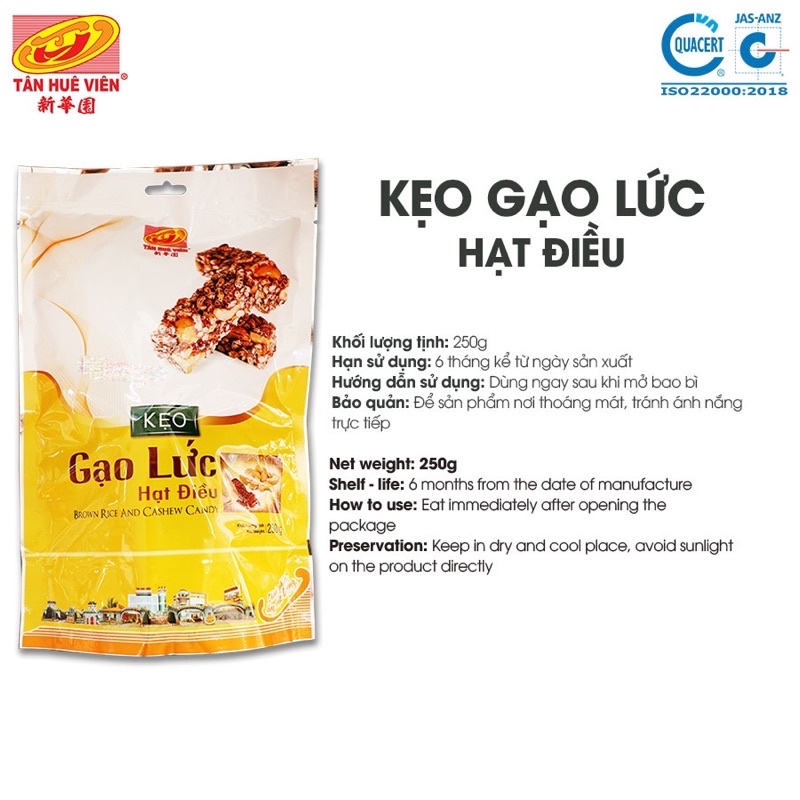 Kẹo gạo lức hạt điều Tân huê Viên