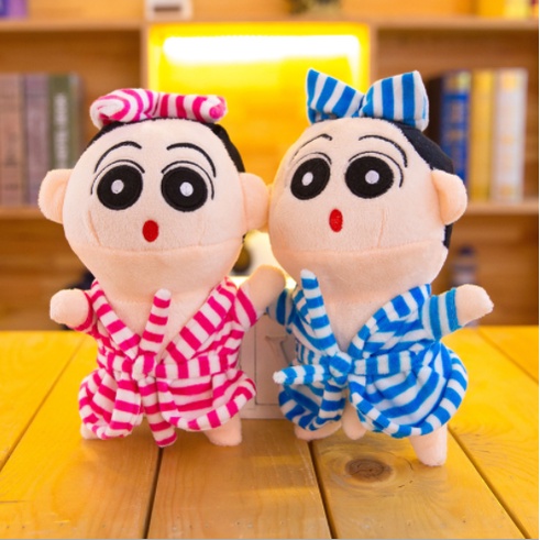 gấu bông shin áo kẻ pijama 20cm G2B64 gấu bông dễ thương