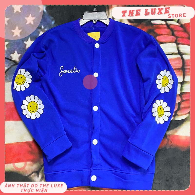 Áo khoác cardigan nữ họa tiết Hoa Hướng Dương, Áo khoác nỉ cardigan thu đông form rộng THE LUXE | BigBuy360 - bigbuy360.vn