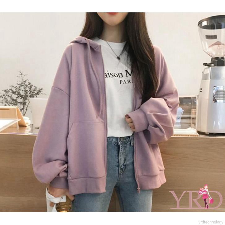 Áo Hoodie có khóa kéo ấm áp thời trang cho nữ