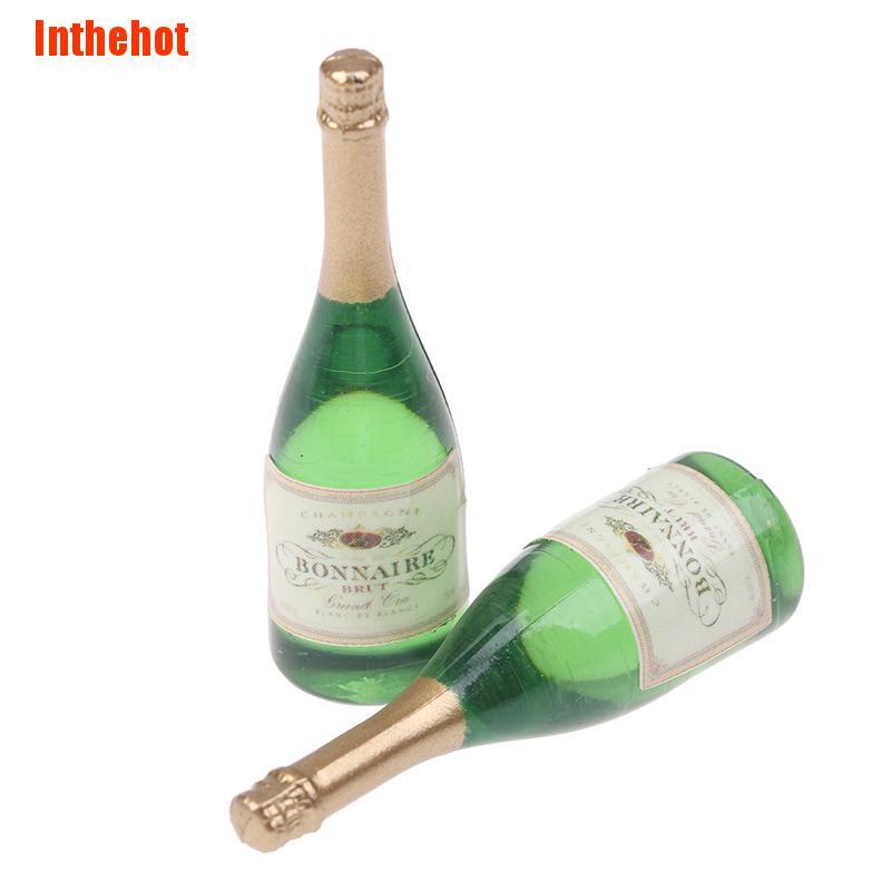 Set 2 mô hình chai sâm panh mini tỉ lệ 1:12 trang trí nhà búp bê