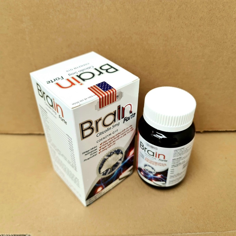 Brain Forte Giúp bổ sung dưỡng chất cho não, phòng ngừa tai biến, chóng mặt ù tai Lọ 30 viên