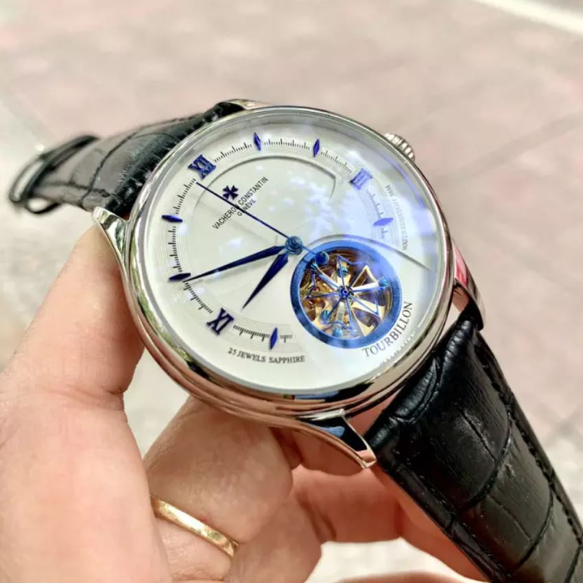 Đồng hồ Nam Vacheron constantin máy nhật, mẫu 3kim xanh, mặt trắng viền trắng , dòng cơ Automatic