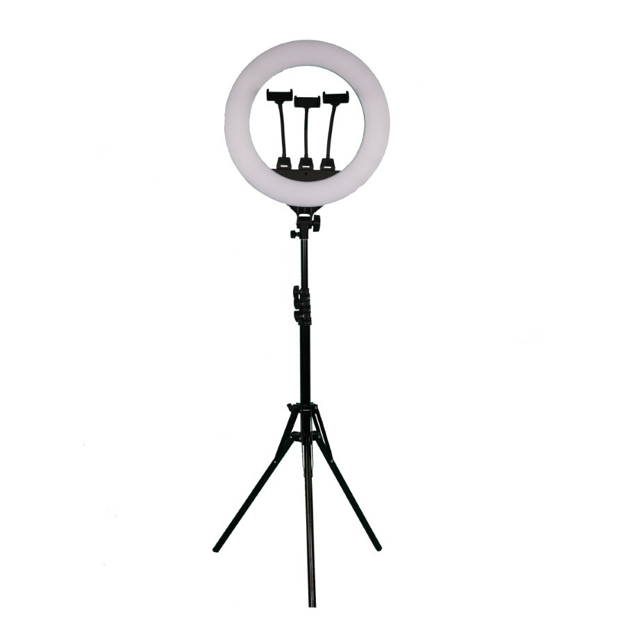 ĐÈN led livestream, makeup, hỗ trợ bán hàng size LỚN 46cm chân kéo cao 2,1 mét+ 3 kẹp đt+ điều khiển, 3 chế độ sáng