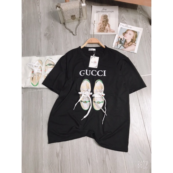 Áo thun, phông hè form rộng tay lỡ G. áo giày gucci có dây rời siêu hót chất cotton tàu mềm mát nam nữ mặc