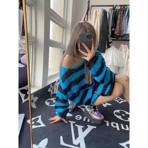 Áo len rách dạng mỏng gothic - punk unisex