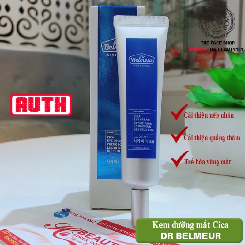 [The Face Shop AUTH] Kem dưỡng mắt Cải thiện nếp nhăn Dr Belmeur Advanced Cica Eye Cream 25ml TFSN20