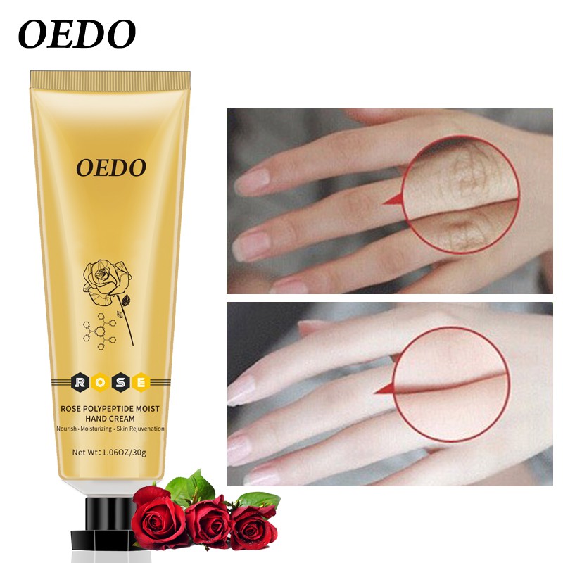 OEDO 2Packs Ginseng Exfoliating Foot Mask+Rose Polypeptide Moist Hand Cream 30g