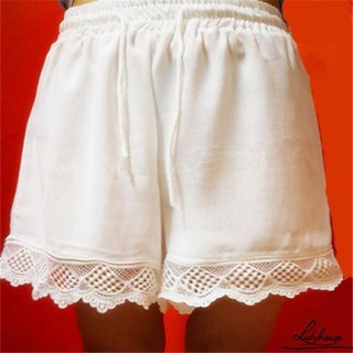 Mes-new Thời Trang Nữ Co Giãn Eo Dây Rút Ren Viền Đi Biển Quần Short