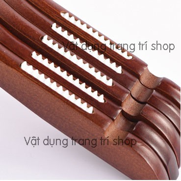 Móc Gỗ Nâu Treo Quần Áo Vai Đệm 44.5cm (Bộ 1móc)