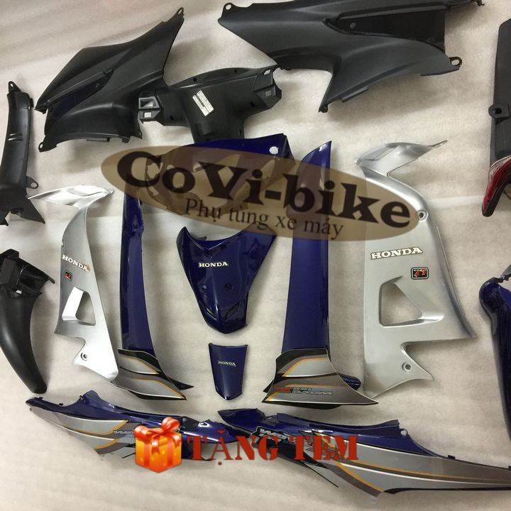 Bộ dàn áo xe Wave RS, anpha, S100 phanh cơ,khóa tròn đời 2006 - 2016  Xanh Tím Than  Cụm pha đèn xe Wave RS