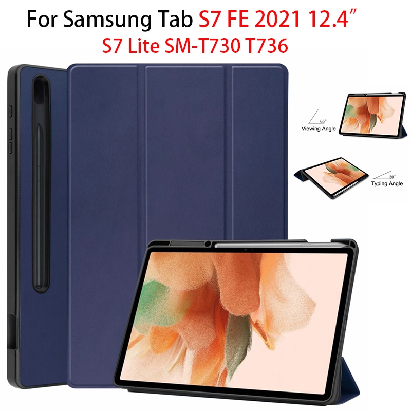 Ốp Máy Tính Bảng Tpu Từ Tính Tự Động Ngủ Thức Cho Samsung Galaxy Tab S7 Fe 2021 12.4inch Sm-T730 T736 Samsung Tab S7 Lite