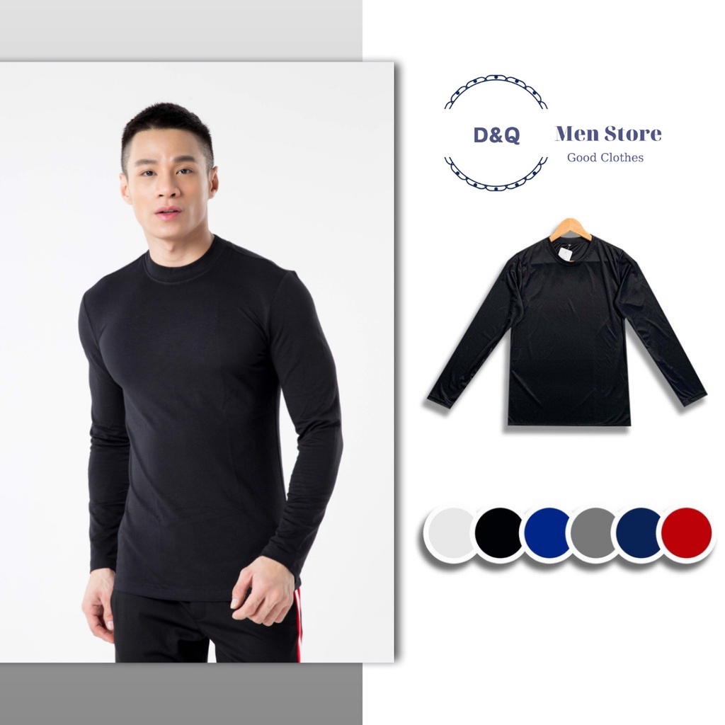 Áo thun nam tay dài D&Q Men Store Giữ nhiệt thể thao nam co giãn, giữ ấm, màu sắc trẻ trung và năng động
