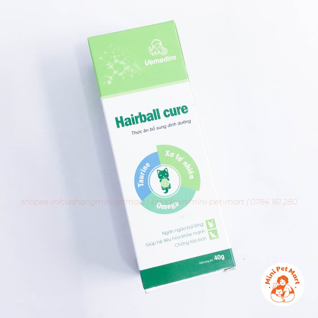 Gel dinh dưỡng giúp loại bỏ và ngăn ngừa búi lông, chống táo bón cho chó mèo VEMEDIM HAIRBALL CURE 40g