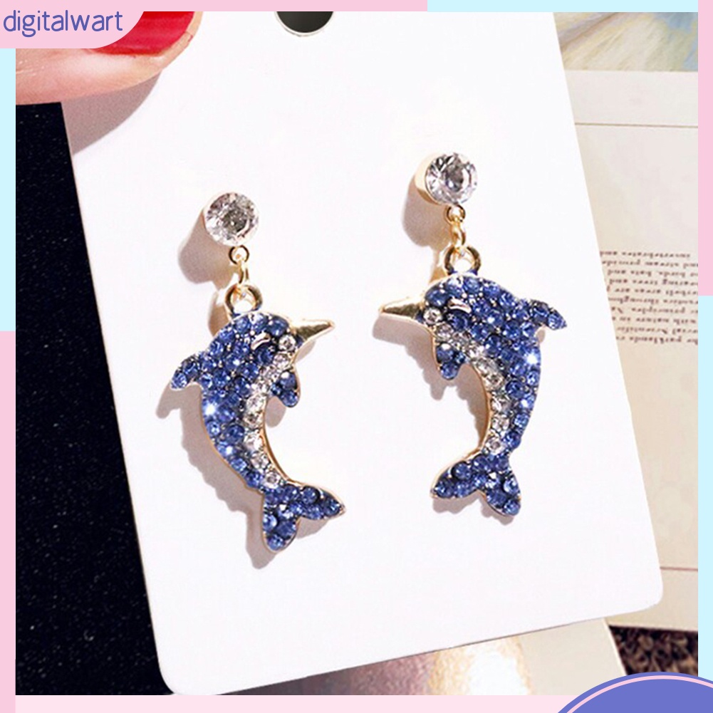 Bông tai hình cá heo đính đá dễ thương cho nữ