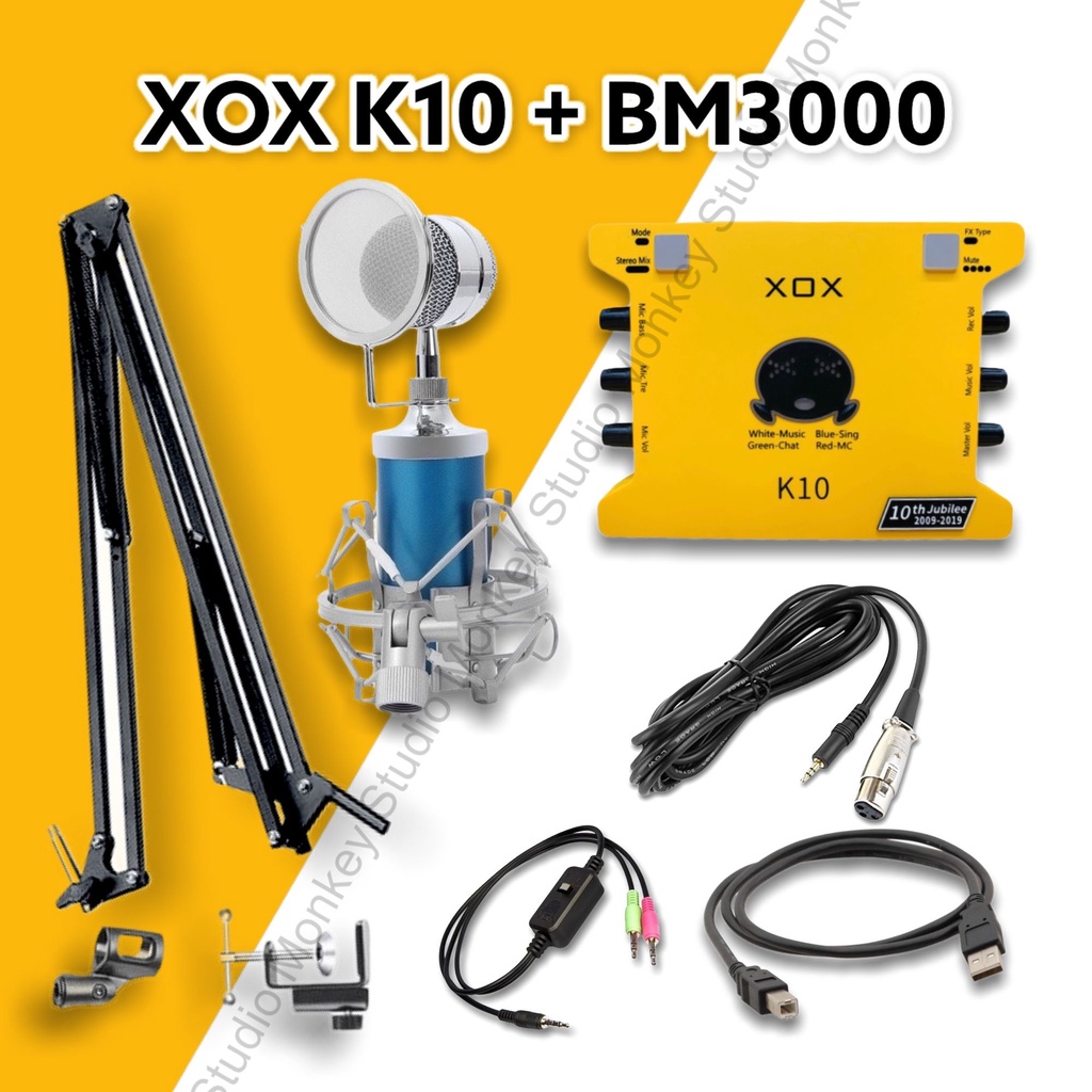 Bộ Combo Mic Thu Âm Hát Livestream Soundcard XOX K10 2020 &amp; Mic BM3000 ⚡BH 1 NĂM⚡ Thu Âm Điện Thoại Máy Tính