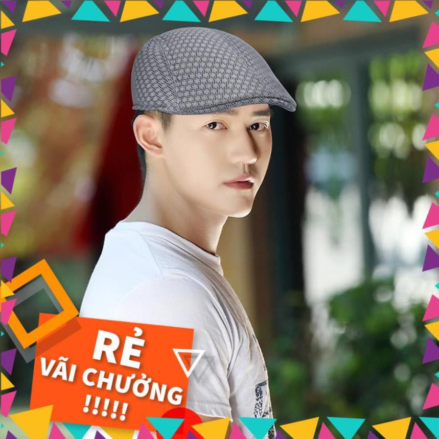 Mũ beret nam lưới thoáng khí mùa hè nón nồi mỏ vịt phong cách