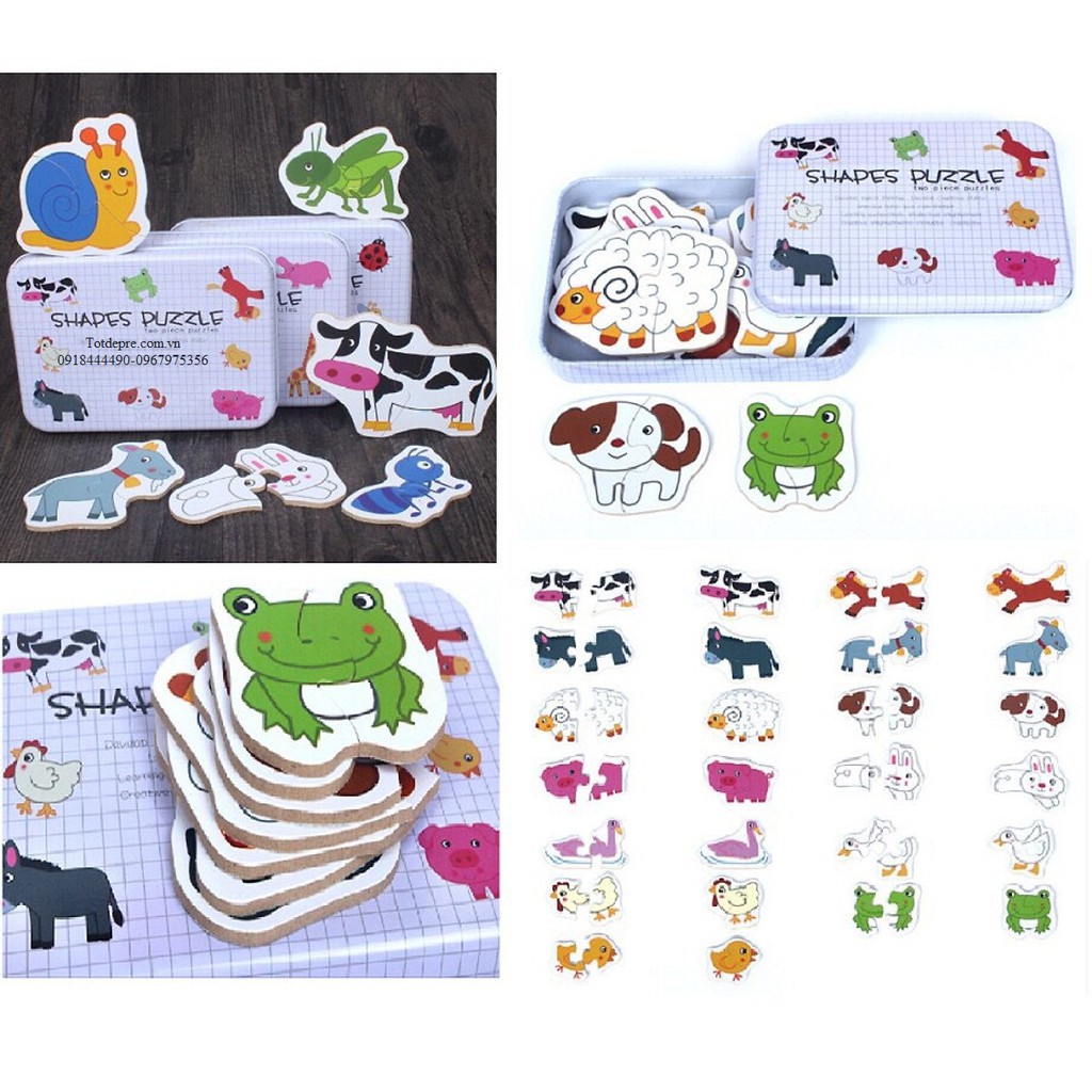 Đồ chơi gỗ ghép Puzzle 2 mảnh cho bé