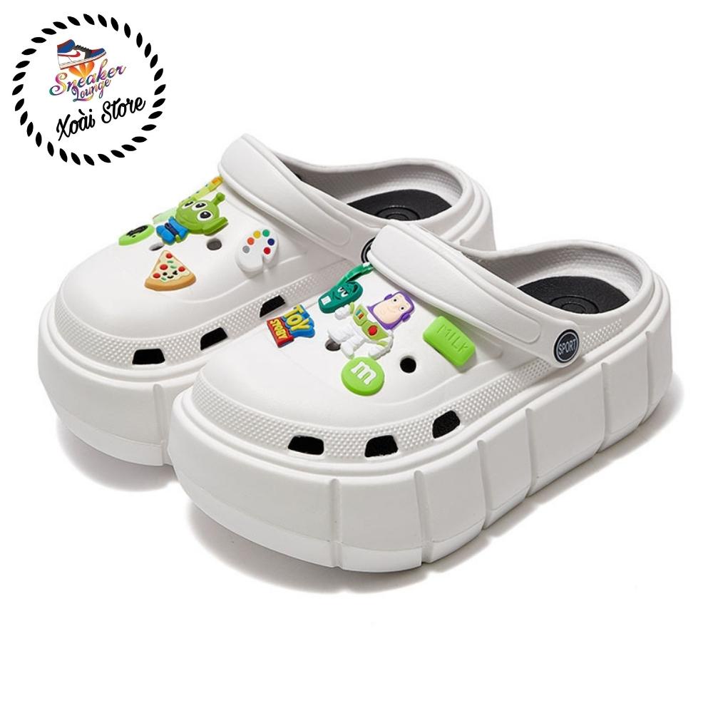 Dép sục Crocs kèm charm đế cao 5cm siêu dễ thương cực êm chân hot 2022
