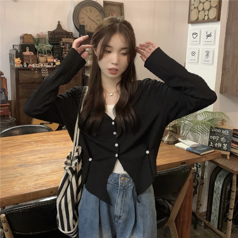 SUXI Áo Cardigan Cổ Chữ V Dáng Rộng Phong Cách Thời Trang Hàn Quốc Dành Cho Nữ