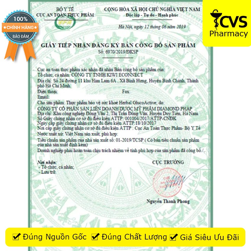VIÊN UỐNG HERBAL GLUCOACTIVE - Thực Phẩm Hỗ Trợ Hạ Đường Huyết Ổn Định Sức Khỏe Toàn Diện - CVSPHARMACY
