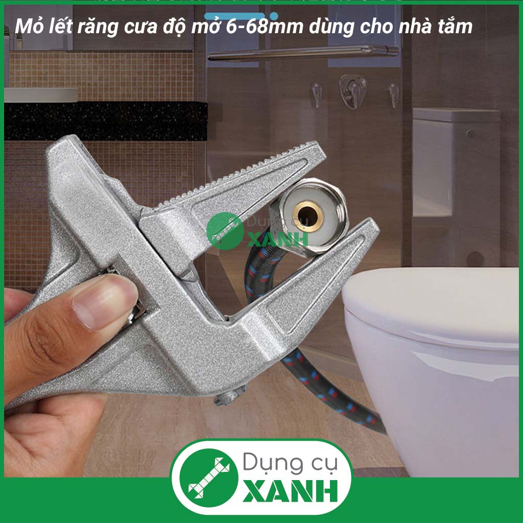 Mỏ lết ngắn vặn ống nước độ mở từ 6-68mm lưỡi răng cưa