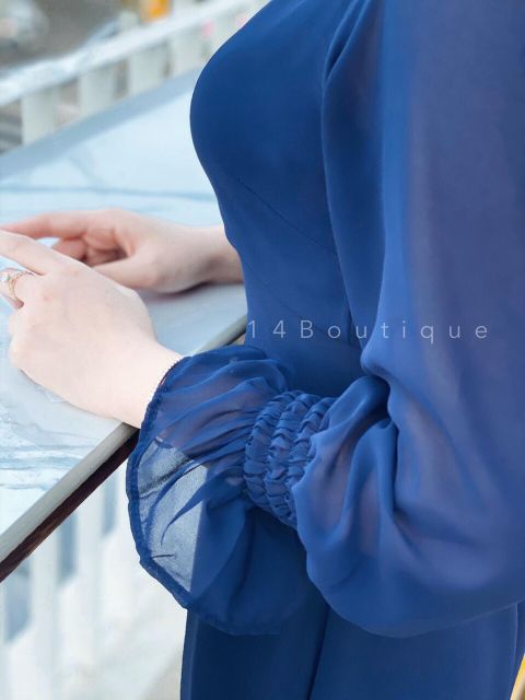 Đầm voan chéo ngực tay bo