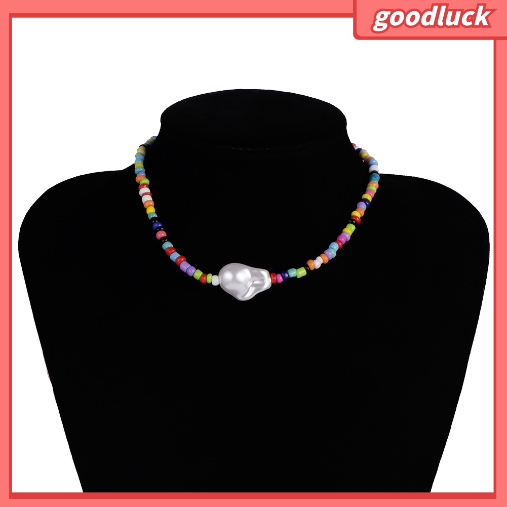 Vòng Cổ Choker Xỏ Hạt Phối Ngọc Trai Phong Cách Bohomian Cho Nữ