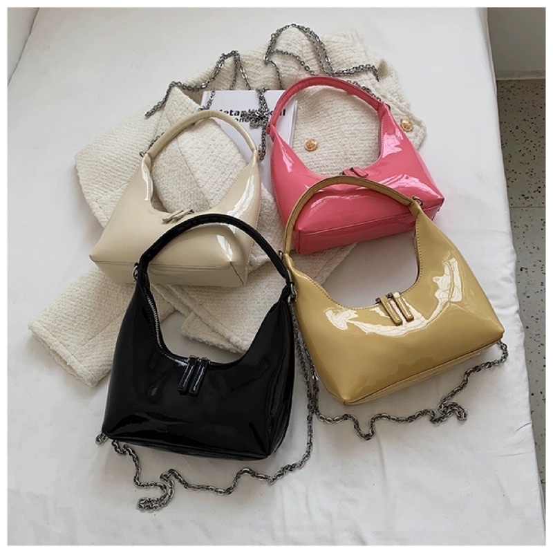 Túi kẹp nách kèm dây đeo chéo da bóng 4 màu hottrend 2022