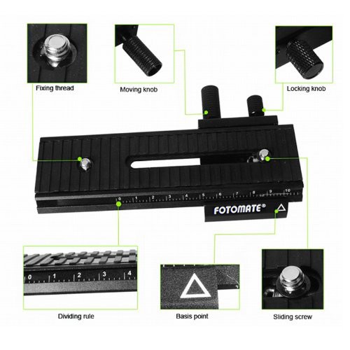 FOTOMATE 2-way Macro Shot Focus Rail Slider for Camera D-SLR