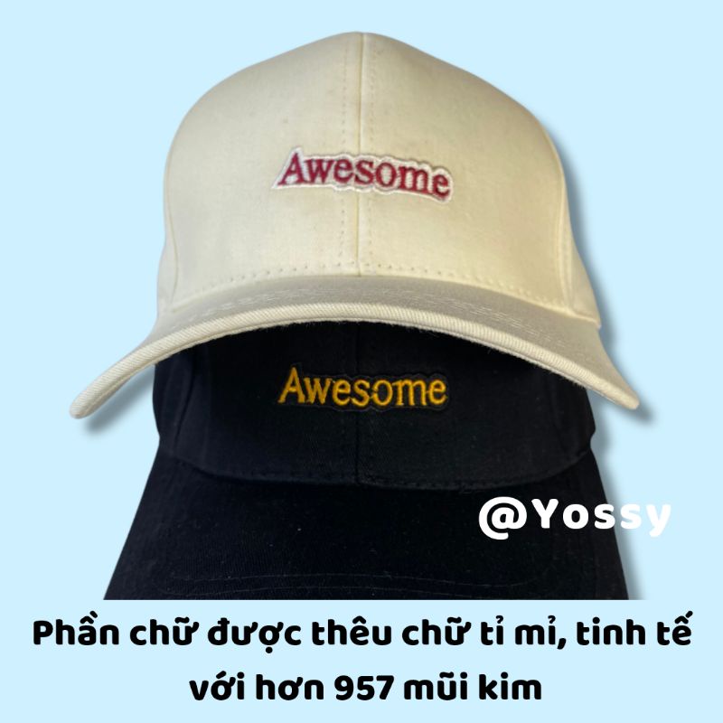 Mũ lưỡi trai nam nữ thêu chữ Awesome phong cách Ulzzang ❤ Nón kết kaki unisex cao cấp