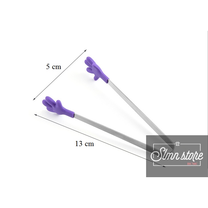 Kẹp Gắp Thức Ăn. đầu gắp Silicon hình bàn tay, than bằng Inox siêu tiện dụng (giao màu ngẫu nhiên). SD1-KGBantay