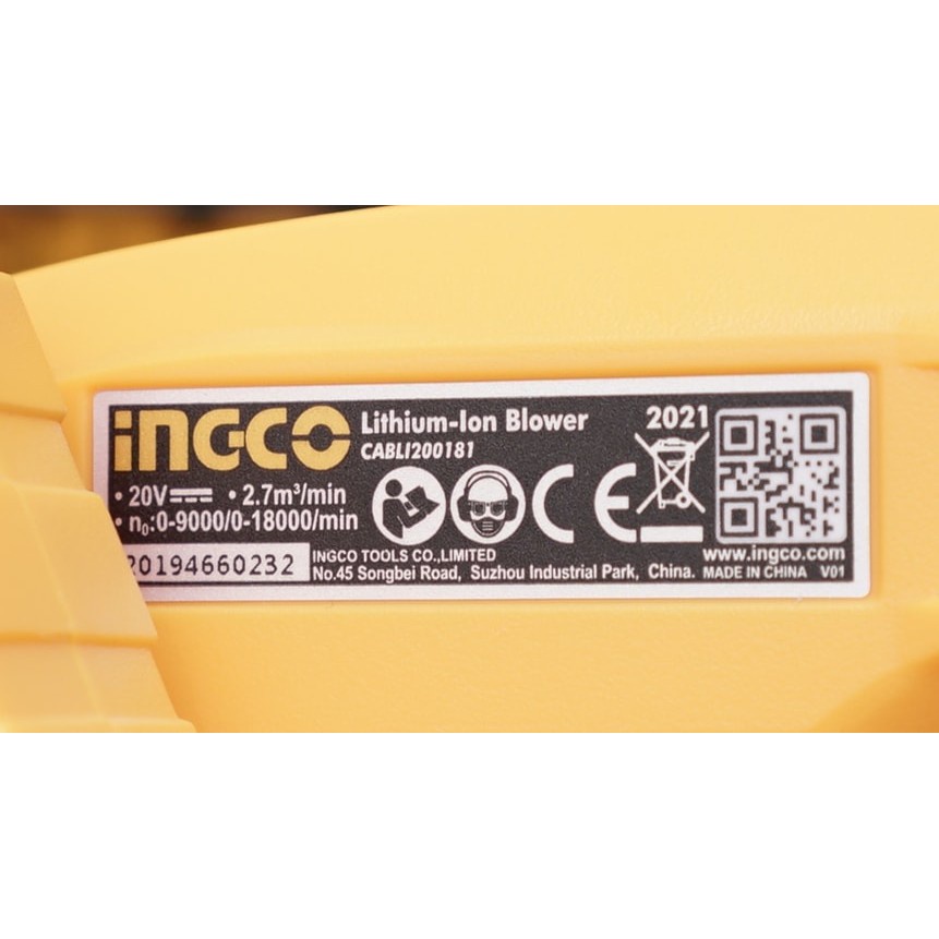 Máy thổi bụi vệ sinh nhà cửa dùng pin Lithium 20v Ingco CABLI200181