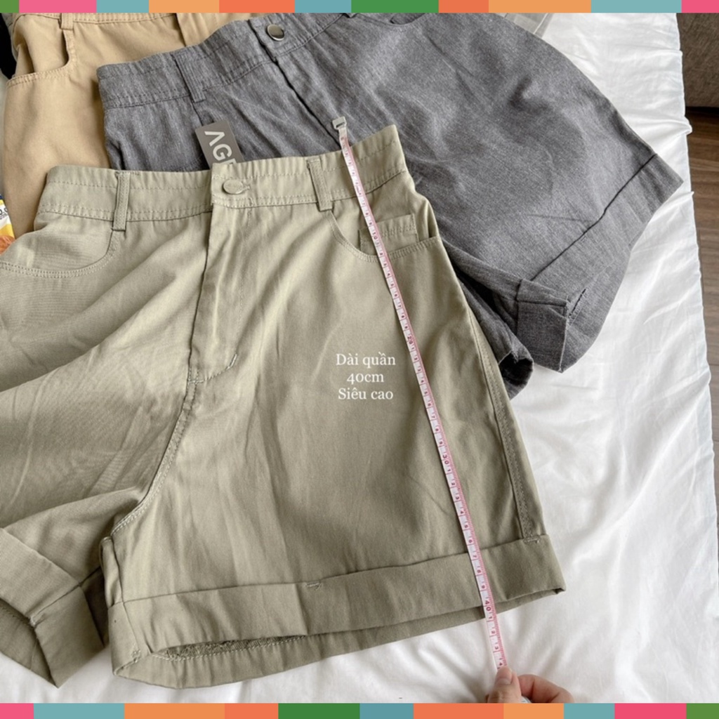 Quần Short ống rộng, Lưng Siêu Cao, chính hãng AGE2X, vải kaki 83% cotton, mềm, mát, ít nhăn, không ra màu, chuẩn HVNXK