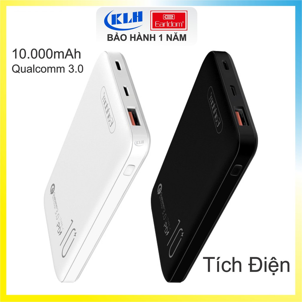 Pin dự phòng sạc nhanh Qualcomm 10000 mAh, Sạc tích điện Earldom PD02 dung lượng cao KLH shop