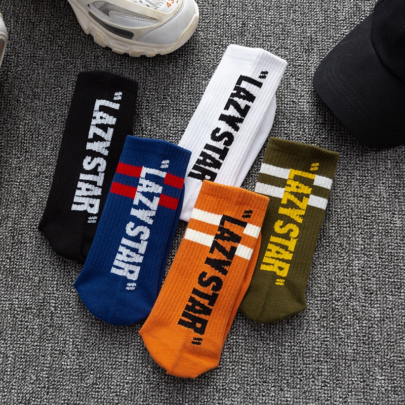 Vớ cotton Nguyên Chất in Chữ Đơn Giản Thời Trang Thu Đông Mới Cho Nam