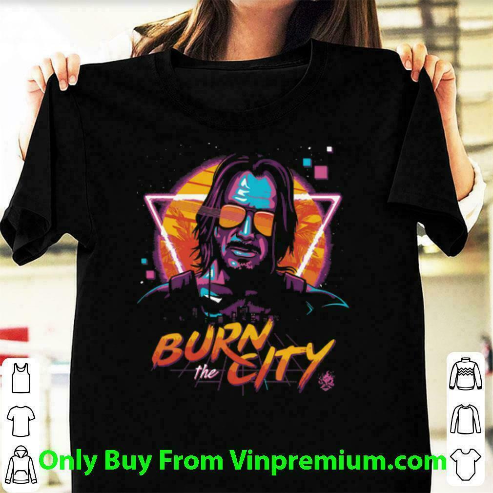 Hot John Wick Cyberpunk 2077 Burn The City Keanu Áo nam Cotton
