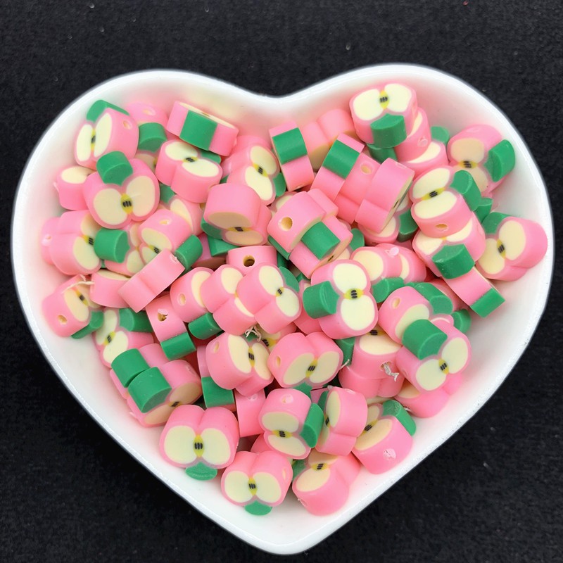 Set 30 hạt xỏ vòng tay bằng đất sét Polyme không đều hình trái cây 10mm