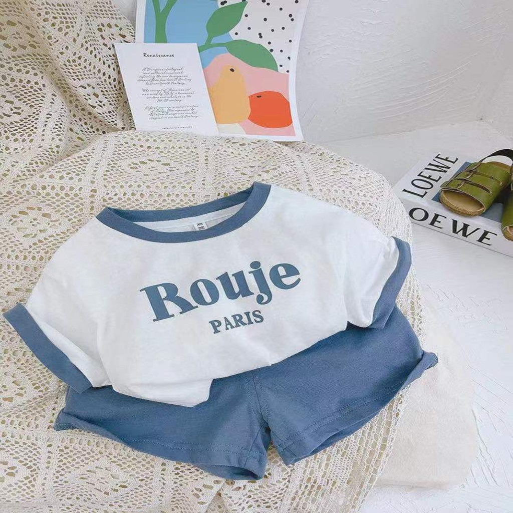 Quần áo cộc tay bé trai BINBON KIDS, Bộ quần áo cho bé In Chữ Rouje Paris siêu hot cho bé Từ 7-28kg