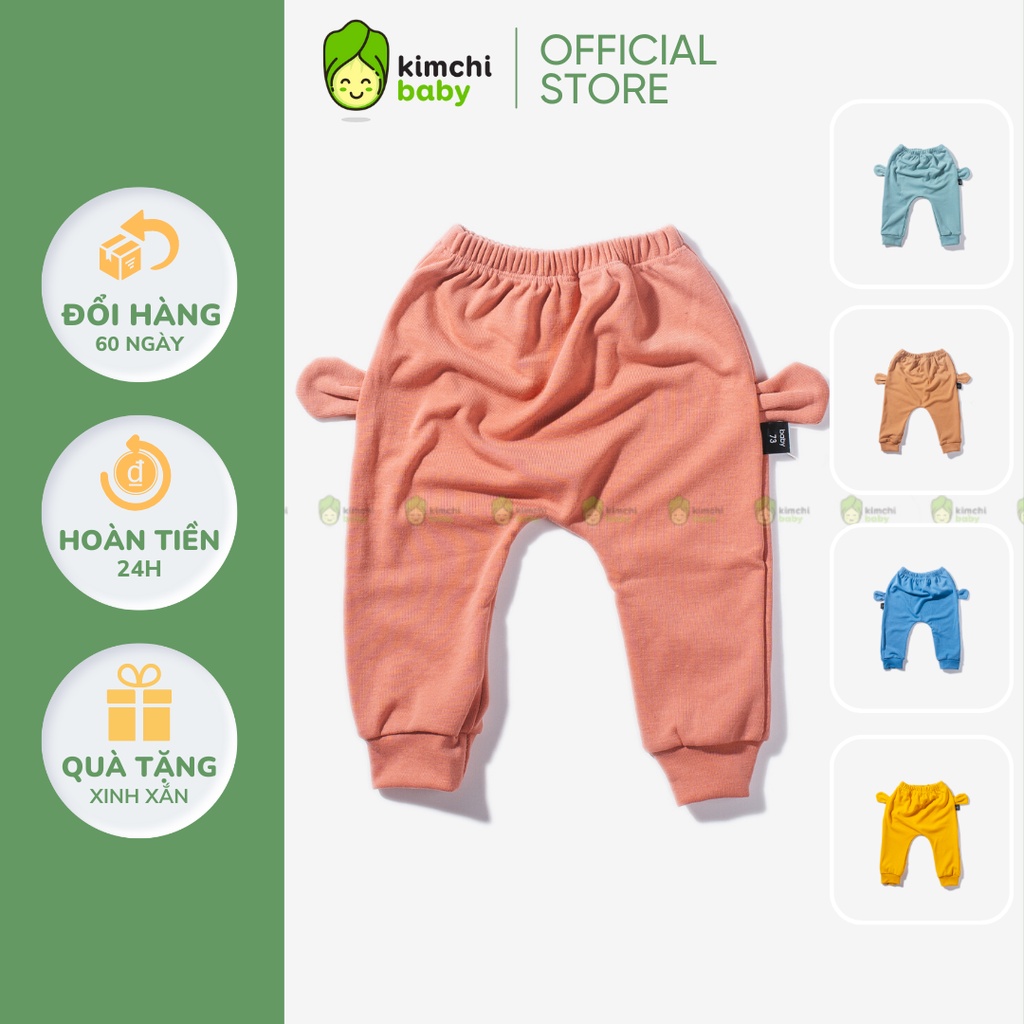 Quần Mông Thú Cho Bé Gái, Bé Trai Vải Thun Gân Hoạ Tiết Tai Thú Cực Xinh, Quần Dài Cho Bé Mặc Thu Đông KWQTD2201