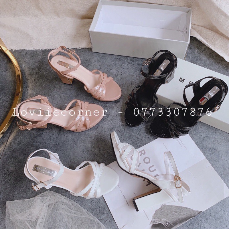 LOVIIECORNER - GIÀY SANDAL CAO GÓT ĐẾ ĐÚP ĐẾ VUÔNG 10CM - SANDAL CAO GÓT QUAI MẢNH DÂY CHÉO GÓT 10 PHÂN  G201013