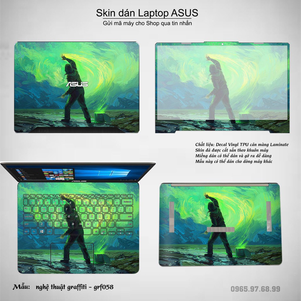 Skin dán Laptop Asus in hình nghệ thuật graffiti (inbox mã máy cho Shop)